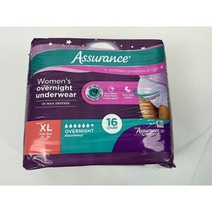 Assurance Women's Overnight Underwear XL‎ Extra Large 16 Count 22-34
